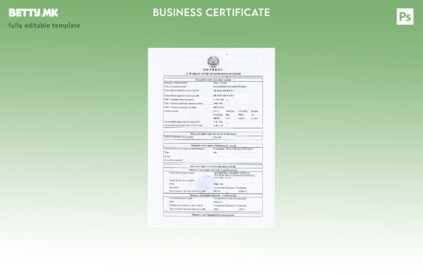 Шаблон за сертификат за регистрација во Таџикистан во модерен стил